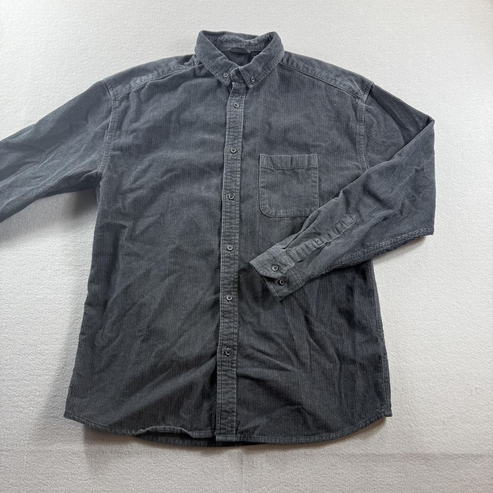 ASOS‎ DESIGN Shirt Mens Small Gray Corduroy Long Sleeve Button Front Casual